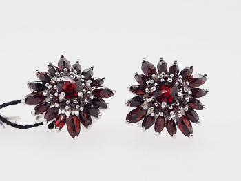 Earrings with Garnets - silver, Czech garnet