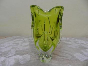 Vase - glass, green glass - 1960