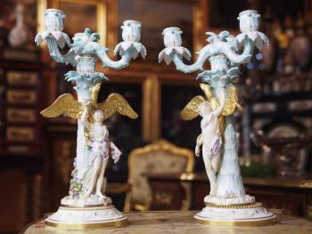 Porcelain candelabras - white porcelain - Meissen - 1890