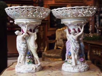 Pedestal Bowl - white porcelain - Meissen - 1880