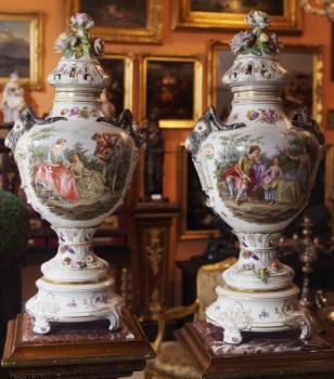 Pair of Porcelain Vases - white porcelain - Dresden - 1890