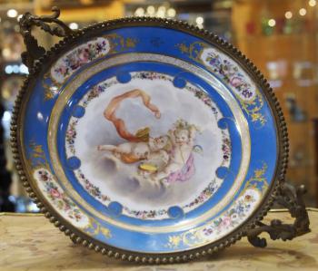 Dish in Metal Mounting - white porcelain - 1880
