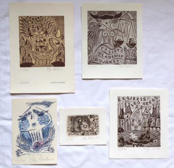 Olga Cechova - Three ex libris, PF 1976, PF 1979 