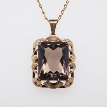 Gold Necklace - gold, Smoky Quartz - 1930