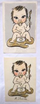 Karel Skala - A little girl on a potty and a paint
