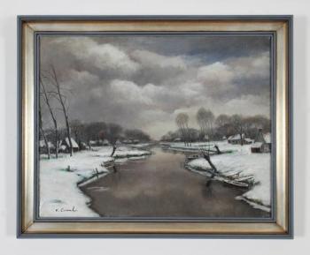 Winter Landscape - wood, canvas - 1950