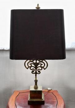 Table Lamp - fabric, brass - 1950