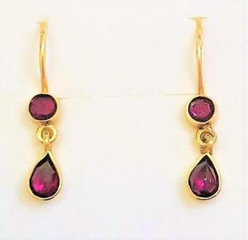 Earrings with Garnets - yellow gold - 2000