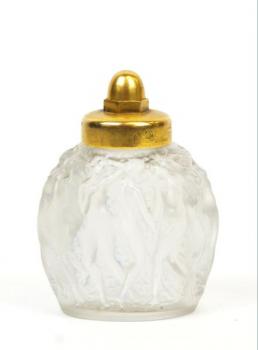 Flacon - gilded brass, pressed glass - Lalique  - 1930