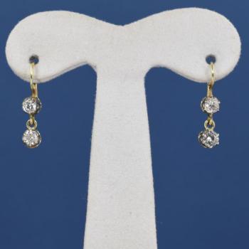 Gold Earrings with Brilliants - gold, brilliant cut diamond - 1930