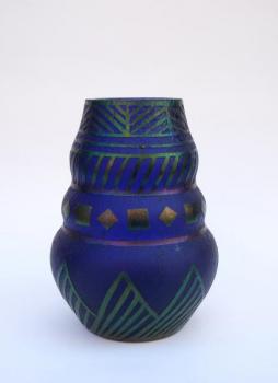 Vase - blue glass, iridescent glass - 1925