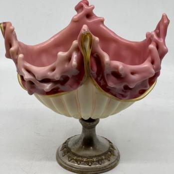 Glass Pedestal Bowl - two-layer glass, layered glass - 1880