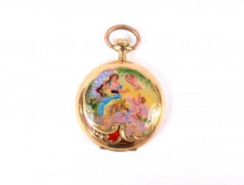 Ladies Pocket Watch - enamel, gold - 1900