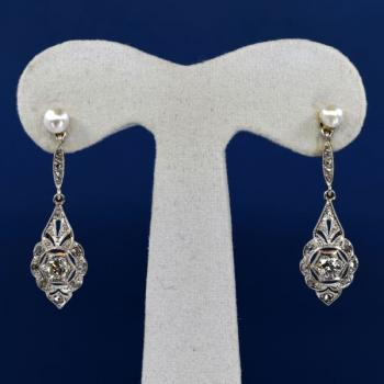 White Gold Earrings - white gold, diamond - 1960