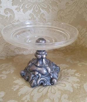 Glass Dish in Metal Mounting - lot silver - 1890