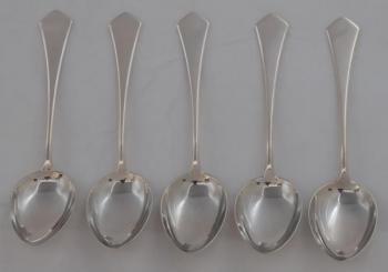 Five silver spoons - Art deco