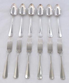 Six silver-plated spoons and six silver-plated for