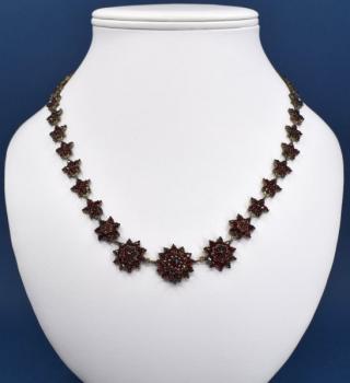 Czech Garnet Necklace - metal, Czech garnet - 1900
