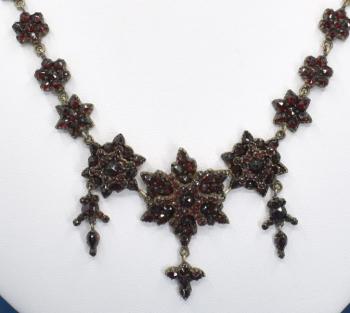 Czech Garnet Necklace - metal, Czech garnet - 1900