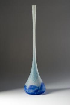 Vase - clear glass, blue glass - 1920