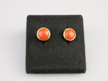 Gold Earrings - gold, coral - 1925