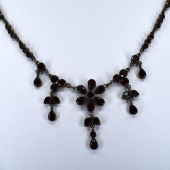 Czech Garnet Necklace - metal, Czech garnet - 1910