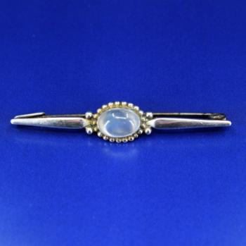 Silver brooch - silver, moon stone - 1960