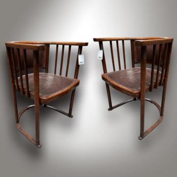 Pair of Armchairs - solid beech, leather - Josef Hoffmann (1870 - 1956) - 1920
