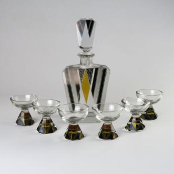 Decanter set - clear glass - 1930