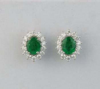 Gold Earrings with Diamonds - white gold, diamond - 1990