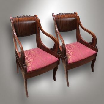 Pair of Armchairs - mahogany, French polish - 1900