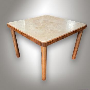Coffee Table - walnut burr, marble - 1930