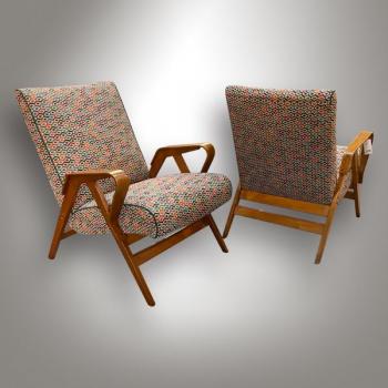 Pair of Armchairs - solid beech, bent beech - 1960