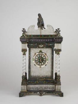 Figural Mantel Timepiece - enamel, crystal - 1875
