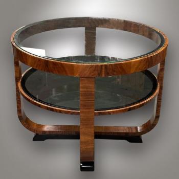 Round Table - walnut wood, glass - 1930