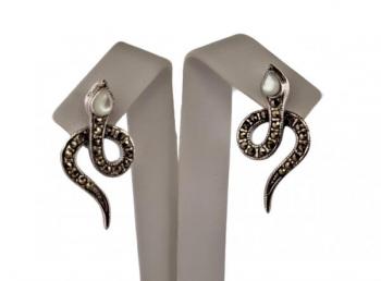 Silver Earrings - silver, Markazit - 1940