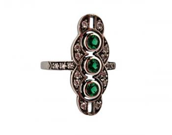Silver Ring - silver, emerald - 1950