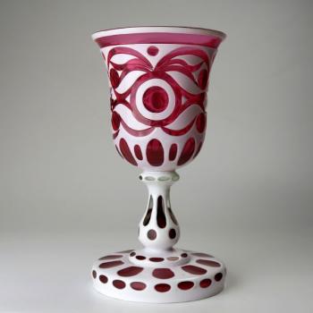 Glass Goblet - pink glass, milk glass - 1920
