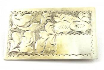 Silver brooch - plate with engraving