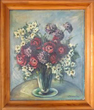 Still Life with Flowers - cardboard - Karla Jelínková - 1955