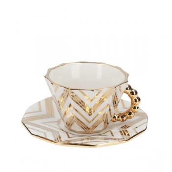 Pavel Janák: Cup with saucer gold zigzag