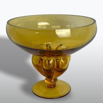 Glass Pedestal Bowl - yellow glass - Friedrich Egermann (1777 - 1864) - 1980