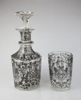 Decanter set - glass - Meyer´s Neffe, Adolf u Vimperka - 1880