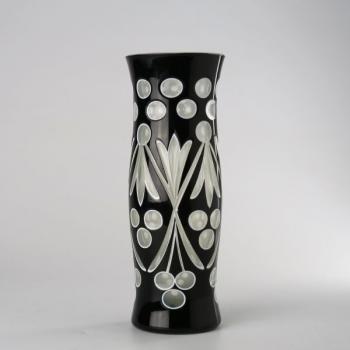 Vase - clear glass, milk glass - 1920