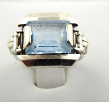 Art deco silver ring with blue stone - Knig Heinr