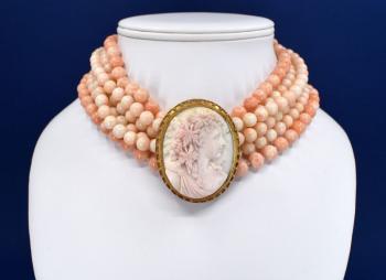 Coral Necklace - gold, coral - 2000