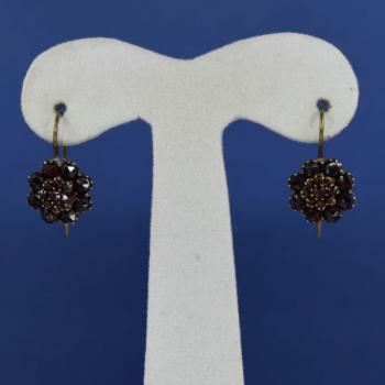 Earrings with Garnets - metal, Czech garnet - 1905