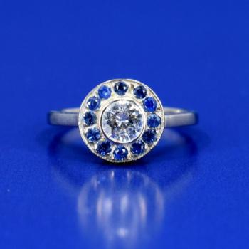 White Gold Ring - white gold, brilliant cut diamond - 1930
