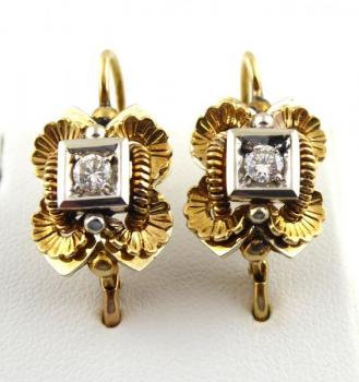 Gold Earrings with Diamonds - gold, diamond - 1960