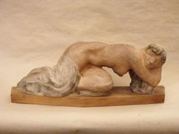 Nude Figure - wood, burnt clay - Jan Kodet - 1940